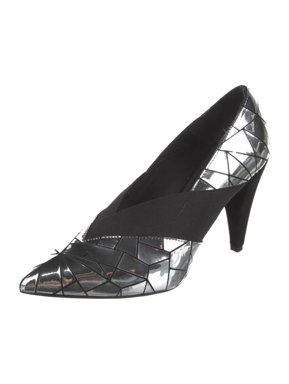 NEW Pinko Women’s Silver Metallic Patent Leather Closed Toe Pumps Size 9 EU 39